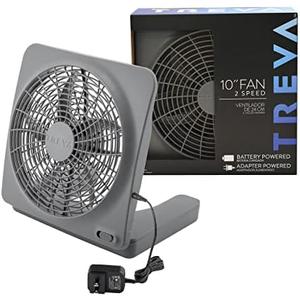 O2COOL Treva 10-Inch Portable Desktop Air Circulation Battery Fan, 2 Speed, Compact Folding & Tilt Design, with AC Adapter (Graphite)