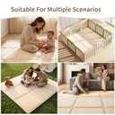 Goyuu Foldable Baby Play Mat for Floor, 50x50 Playpen Mat, Soft Velvet Baby Play Mat 0.8" Baby Foldable Crawling Mat Tummy Time Mat, Non-Slip Play Mat Portable for Babies & Toddlers,Beige