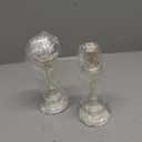 OwnMy Set of 2 Taper Candle Holders Vintage Metal Pillar Candlestick Holders 7.4, Elegant Brass Candle Stick Holders Decor Candelabra Set for Dining Table Centerpieces Wedding Home Decoration, Silver