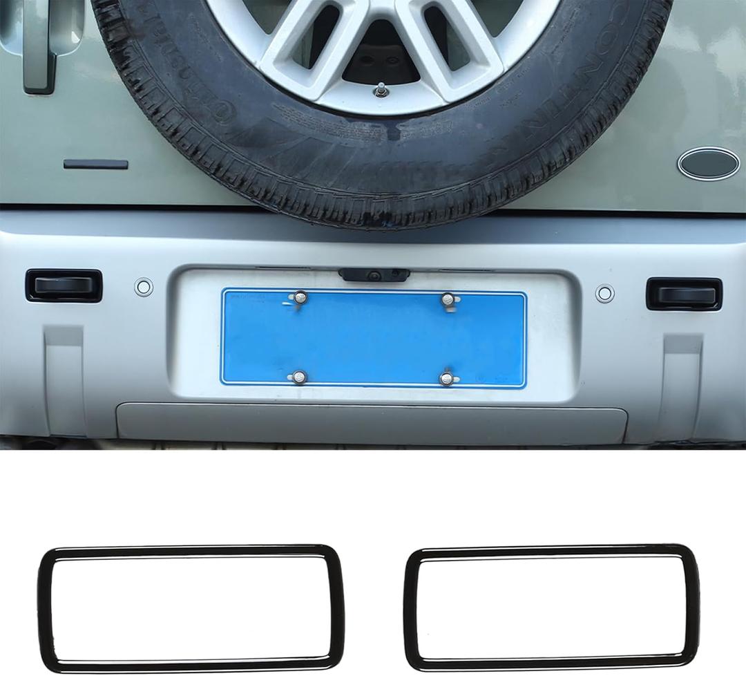 PIUGILH Rear Bumper Heavy Duty Trailer Hitch Tow Hook Hole Decoration Cover Frame for Land Rover Defender 90 110 130 2020-2023 (Black)