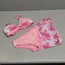 Girls Swimsuit, Bathing Suits 3 Piece Tropical Floral Twist Cross Bikini Sets Girls' Swimwear with Cover Up Skirt 7-16T (9-10, Pink Palm)