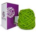 CRAFTYTOP Super Bulky Chenille Yarn #6 for Crocheting & Knitting – Soft, Chunky, Fluffy Yarn Ideal for Baby Blankets, Plush Toys, Amigurumi, DIY Crafts, Cozy Accessories (Green Serenity)