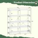 Huuger 5 Tier Bookshelf, Display Bookshelf with 10 Open Shelves and Raised Baffle, 47.2 Inch Straight Wide Bookcase with Metal Frame and Wooden Board, Adjustable Feet, White