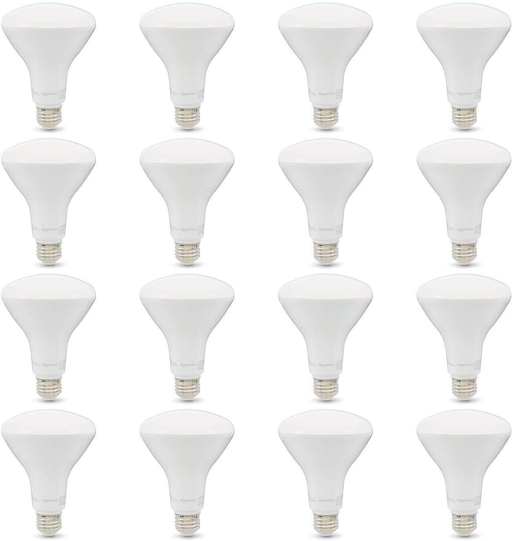 Amazon Basics BR30 LED Light Bulb, 65W Equivalent, 11W Energy Efficient, E26 Standard Base, Soft White 2700K, Dimmable, 10,000 Hour Lifetime, 16-Pack