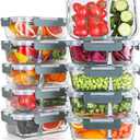KOMUEE 10 Packs 30oz Glass Meal Prep Containers 2 Compartments,Glass Food Storage Containers with Lids,Airtight Lunch Bento Boxes,Microwave,Oven,Freezer and Dishwasher Safe