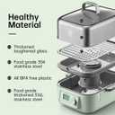 BUYDEEM G67US-A503 Electric Food Steamer for Cooking, 2 Tire Stainless Steel Steamer with Manual Mode, 1500W, 14 Quart, Green