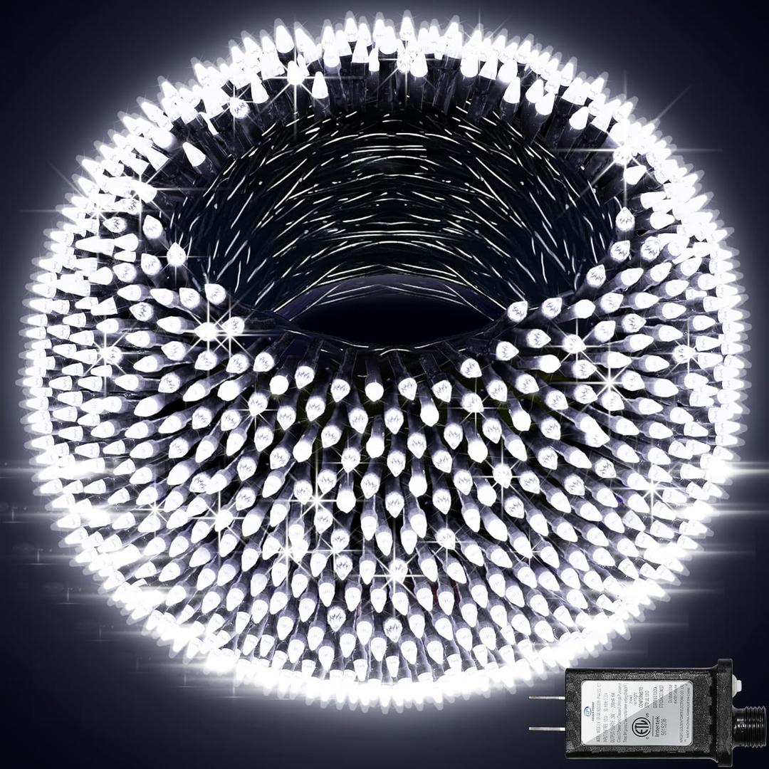 1500 LED 470FT Christmas Lights Outdoor, 12 Lighting Modes Christmas String Lights with Timer, Dimmable Cool White LED String Light Waterproof for Outside Yard Tree Patio Xmas Party Holiday Decorations