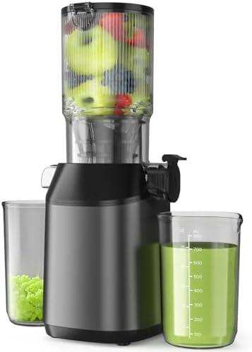 Cold Press Juicer, JoyBear Slow Masticating Machines with 5.3" Extra Large Feed Chute Fit Whole Fruits Vegetables Easy Clean Self Feeding Effortless for Batch Juicing, High Juice Yield, BPA Free 200W