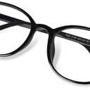 FONHCOO Blue Light Blocking Glasses Women Men Computer Eyeglasses,TR90 Fashion Round Transparent Anti Blue Light Glasses with Anti Eyestrain & UV Glare for Gaming & Reading (Shiny Black)