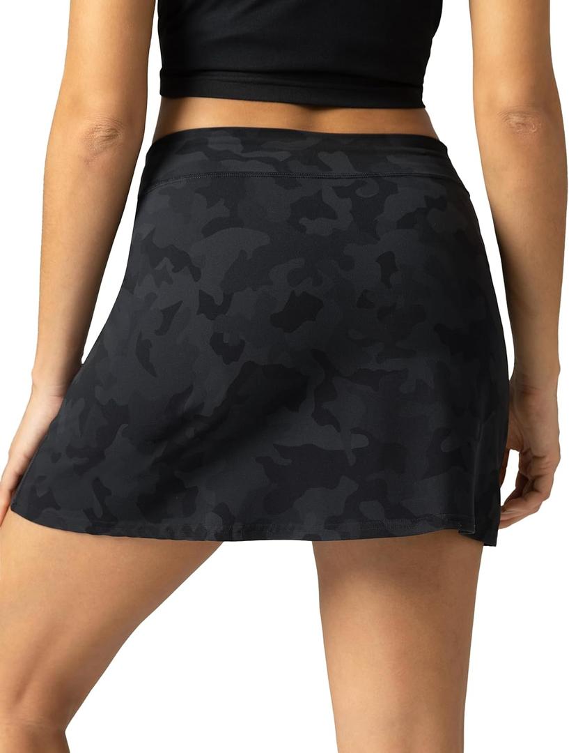Colorfulkoala Dreamlux Tennis Skirt with Inner Shorts Pockets High Waisted Casual Athletic Golf Skort for Women (Medium, Grey Camouflage)