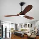 42Ceiling Fans with Light and Remote Control, Lighted Wooden Ceiling Fan Noiseless Reversible DC Motor with 3 Blades for Farmhouse, Living Room, Office, Indoor Outdoor (Black + Walnut)