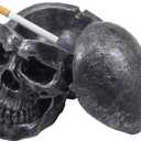 Spooky Human Skull Ashtray with Cover for Scary Halloween Decorations and Decorative Skulls & Skeletons Figurines As Gothic Smoking Room Decor Gifts for Smokers by Home-n-Gifts