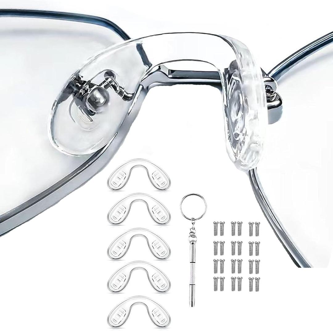 5 pcs Eyeglasses Nose Pads,U Shaped Eyeglasses Nose Pads Screw-in Eyeglass Nose Piece Soft Silicone Nose pad for Eye Glasses Sunglass EyewearM Size