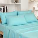 HOMEIDEAS King Size Bed Sheets - 6 Piece Set (Aqua Blue) - Extra Soft Brushed Microfiber 1800 Bedding Sheets, Deep Pocket, Wrinkle & Fade Free