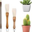 Cactus Plants Cleaning Brushes,Wooden Handles with Goat Hair Bristles,Garden Plant Cleaning Tools,Mild and Soft,Extra-Long BristlesThree Different Lengths, Suitable for Various Plants and Scenarios.