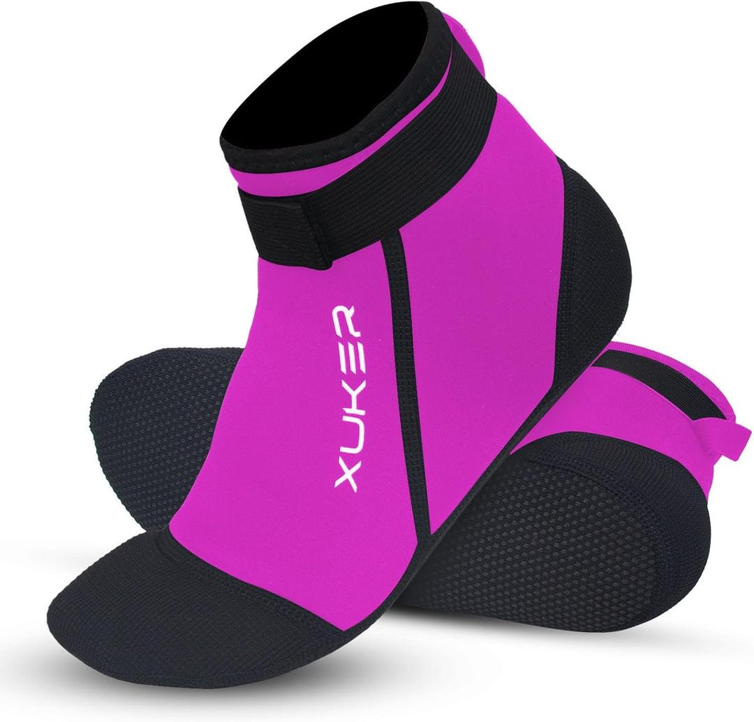 XUKER Neoprene Socks, 3mm Beach Volleyball Sand Soccer Water Wetsuit Socks for Diving Snorkeling Kayaking Paddling (Pink,XS)