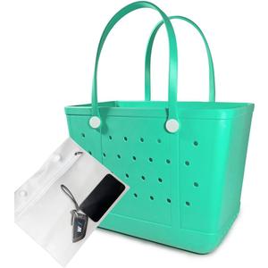 Extra Large Rubber Beach Bag, Washable Moisture Resistant Durable Open Hole Tote Bag Beach Vacation Essentials
