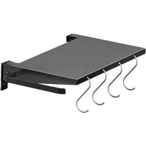 PHYESUVIN Foldable Griddle Side Shelf for Blackstone 28" Griddle, Grill Accessories with Paper Towel Holder, 4 Hooks, Grill Caddy Shelf for Blackstone Grilling Accessories