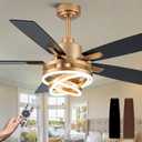 Dawn Whisper 52" Ceiling Fan with Light Gold Chandelier Fan DC Motor Dimmable LED Modern Ceiling Fan with Light for Bedroom Living Room