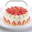 NVAZIOP Large 10 Inch Cake Carrier Keeper Stand with Handles and Lids Container for Transport Cake Holder Tray with Cover Round Cupcake Storage Kitchen Cooking Box (White)