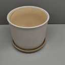 8 Inch Plant Pot: Ceramic Planter with Drainage Hole & Saucer - Cylinder Round Flowerpot for Indoor & Outdoor Plants - with Separate Tray for Home & Office - Retro Style, Grey