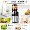 VITAPLUS Cold Press Juicer Machines, Stainless Steel Auger, AC Motor, Lab-Certified Food-Safe, 5.8" Whole-Fruit Chute, High-Yield Slow Masticating Juicer for Juice & Nut Milk, BPA-Free, Easy Clean