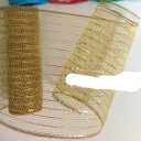 DERAYEE Gold Mesh Ribbon, 10 Inch x 30 Feet Christmas Decorative Metallic Poly Mesh Ribbon for Xmas Wreaths, Swags and Christmas Tree Decoration