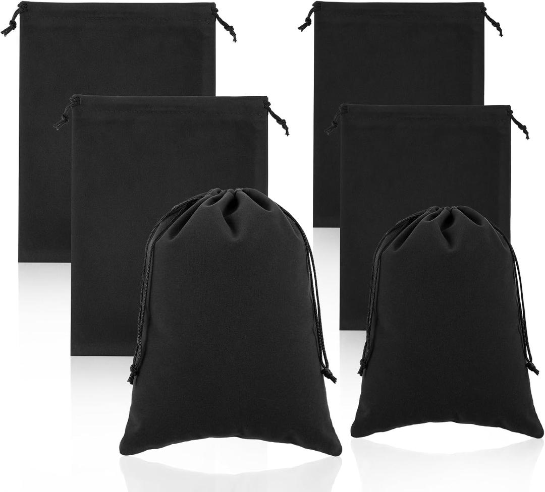 Yuanchu 6 Pcs Black Velvet Drawstring Bags, Velvet Drawstring Pouch Velvet Drawstring Gift Bags Small Drawstring Bags Jewelry Bags With Drawstring,9X6.7Inch,7.8X5.9Inch(Black)