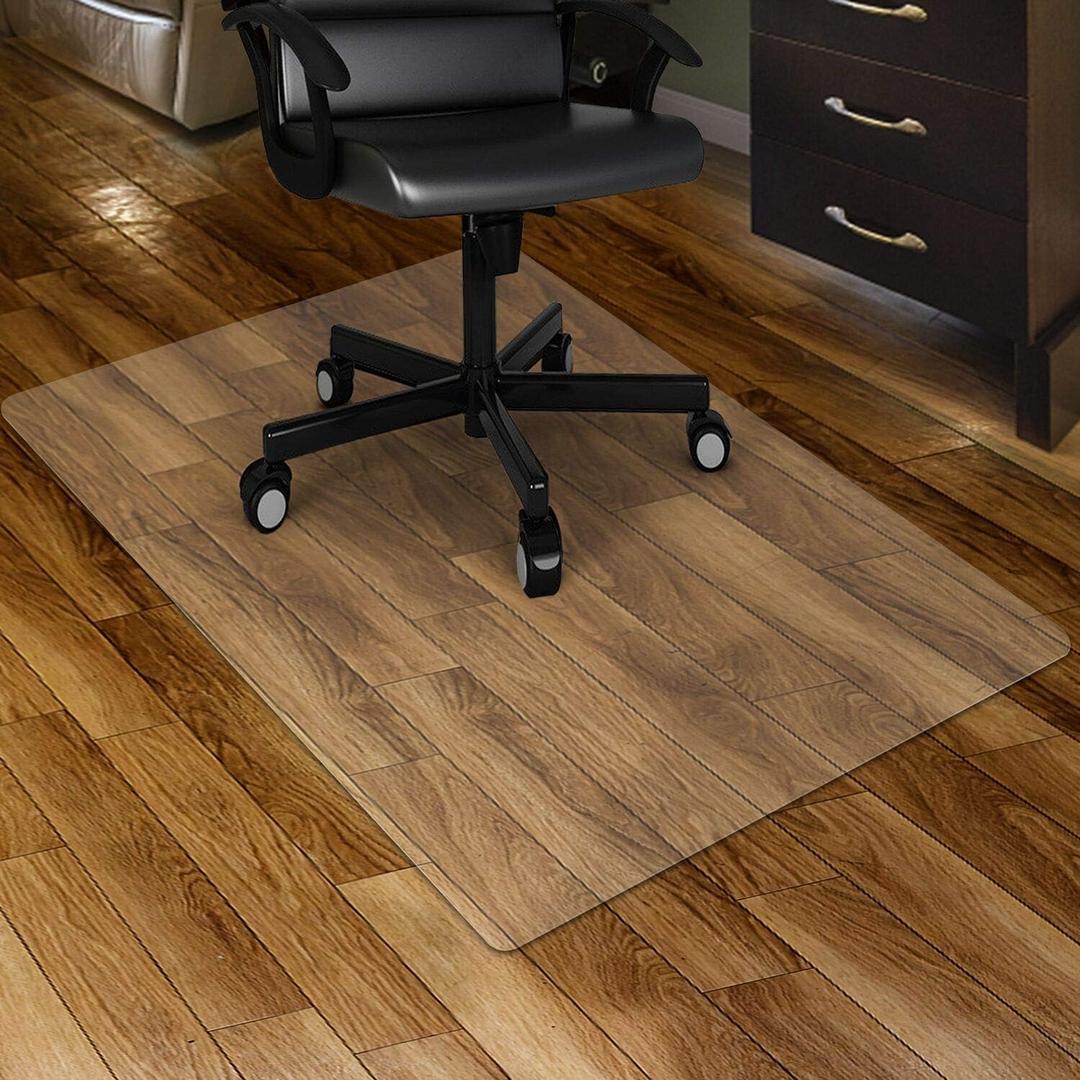 Kuyal Chair Mat for Hardwood Floor,46 x 53 inches Rectangle Desk Durable Wood/Tile Protection Mat for Rolling Chairs, Non-Studded Bottom (Clear)