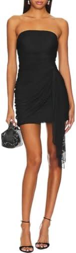 NADIA FRACA Women's Sexy Mesh Strapless Off Shoulder Y2k Bodycon Dress Backless Tube Draped Ruched Mini Dress Size Small NADIA FRACA Women's Sexy Mesh Strapless Off Shoulder Y2k Bodycon Dress Backless Tube Draped Ruched Mini Dress Size Small