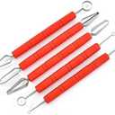 4 Pieces Fruit Carving Tool Fruit Sculpting Tool Stainless Steel Clay Sculpting Tool Pottery Sculpting Tool Clay Carving Tool Pottery Carving Tool Clay Molding Tool Pottery Molding Tool, Red