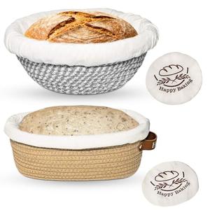 Banneton Bread Proofing Basket, Sourdough Proofing Basket, Oval & Round Proofing Baskets With Liners & Covers, Cotton Rope Sourdough Bread Baskets, Sourdough Bread Baking Supplies