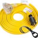 25 Feet Heavy Duty Generator Adapter Extension Cord,Generator Locking Cord,NEMA L14-30P to Four 5-20R, 4 Prong 10 Gauge Flat Generator Cable,125/250V 30Amp 7500 Watts Yodotek