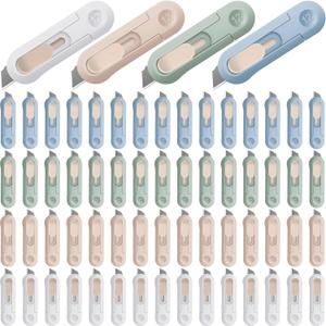 Lasnten 60 Pack Mini Box Cutters Retractable Box Opener Small Package Opener Cute Package Cutter Bulk for Paper, Wrapping, Daily Express Boxes, Envelopes, DIY Craft, Office and Home