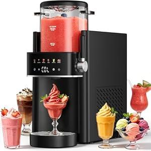 Slushie Machine, Ice Cream Maker, Slushy Machine for Home and Families, No ice needed with Rapid Chill & Temperature Control, Multi-function for Margarita, Frapp, Easy to Clean, Black