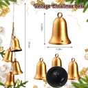 Vintage Christmas Bells Decorative Brass Bells with Christmas Garland Hanger for Front Door Frame DIY Wreaths 31.5-72 Inch Mantel Holder Adjustable Xmas Tension Rod Arch Decoration for Home