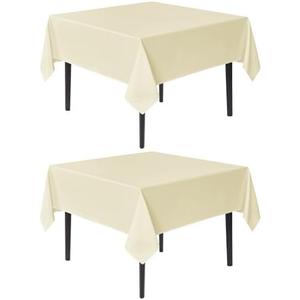 sancua Square Tablecloths 54x54 Inch, 2 Pack - Beige Fabric Table Cloth for Square or Round Tables, Washable Polyester Table Cover for Dinner, Holiday Party, Decorative Display Tables