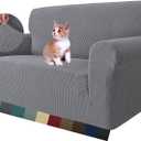 MAXIJIN Stretch Loveseat Sofa Slipcovers 1 Piece Love Seat Couch Covers for 2 Cushion Couch Non Slip Sofa Cover Washable Dog Cat Proof Furniture Protector Pet Friendly (Loveseat, Light Gray) (Medium (55"-69"))