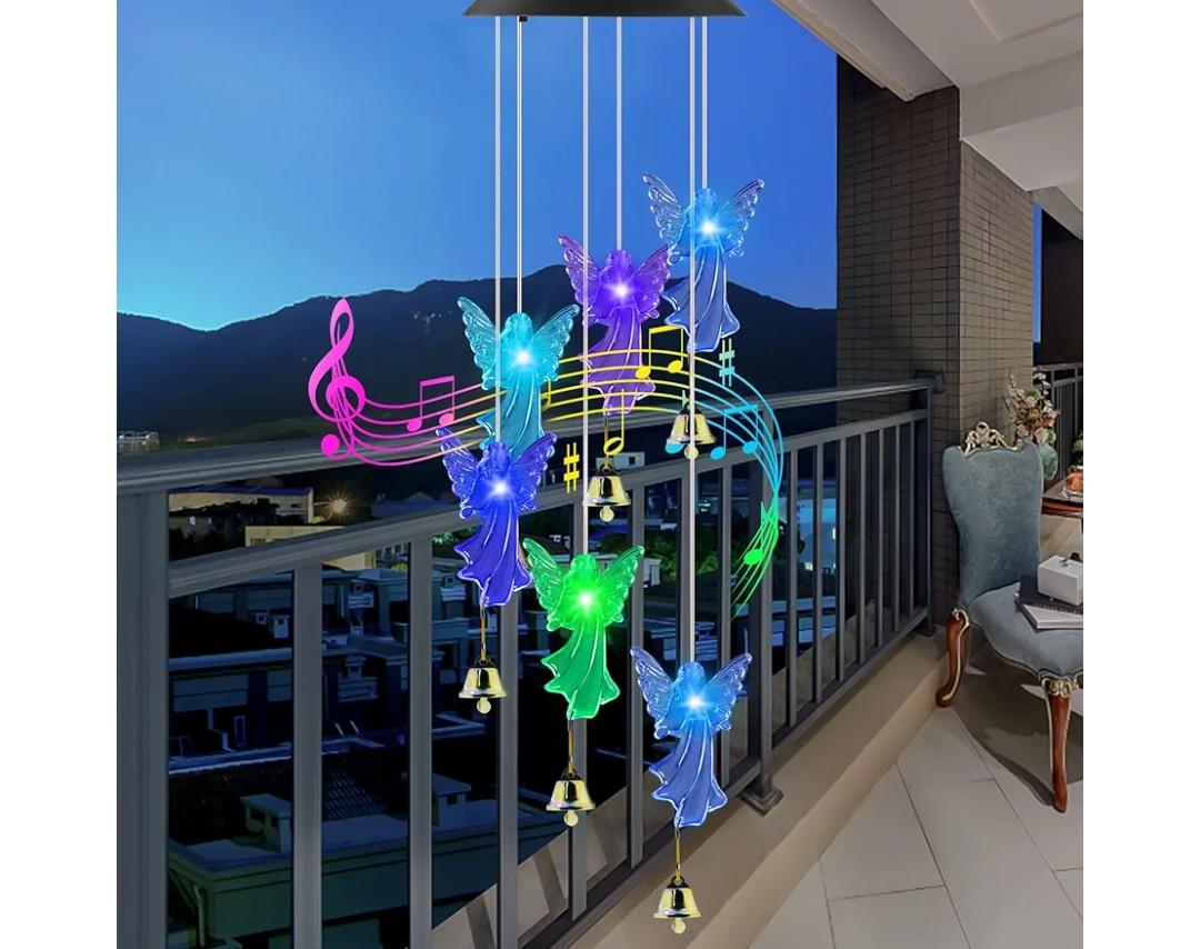 Outdoor Garden Solar Wind Chimes Waterproof Light Angel Color Changing Led Solar Powered Windchimes Yard Hanging Lights