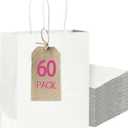 Bakepacker 60-Pack Medium Size Gift Paper Bags with Handles Bulk 10.6"x8.3"x4.3" White Party Shopping Bags