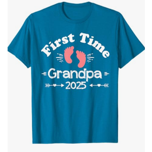 First Time Grandpa 2025 Grandpa Family New Baby Girl Dad T-Shirt L First Time Grandma M