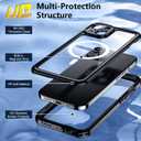 2 x Temdan Magnetic for iPhone 15 Plus Case Waterproof,Built-in Screen Protector [IP68 Underwater][15FT Military Dropproof][Dustproof][Compatible with MagSafe] 360 Full-Body Shockproof iPhone Case-Black