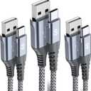 USB Type C Cable 3.1A Fast Charging [3Pack,6.6ft+3.3ft+3.3ft],Sweguard USB-A to USB-C Charger Nylon Braided Cord for Samsung Galaxy S21 S20 S10 S9 S8 Plus,Note 20 10 9 8 7,A71 A51 A32,LG,Moto,PS5-Grey (6.6ft+3.3ft+3.3ft, Grey)