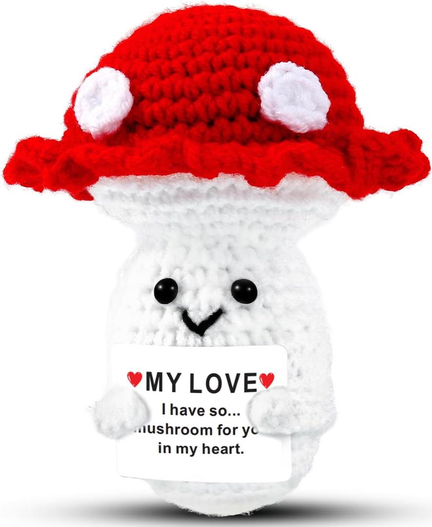 2 x Easter Gifts for Boyfriend Husband Him Her,to My Love Handmade Positive Crochet Mushroom Present, Wedding Anniversary Birthday Gifts for Women Men Wife Girlfriend