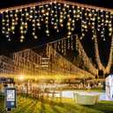 132ft Icicle Lights for Outside - 1280 LED Warm White Twinkle Lights with 240 Drops, 8 Modes Plug in Waterproof Timer Memory. Cannot be Extended. The Plug is in the Middle (66ft+66ft)