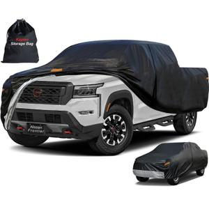 Kayme Truck Cover Custom Fit Nissan Frontier(2021-2025) King/Crew Cab Short Bed. Full Exterior Heavy Duty Outdoor Pickup Truck Car Cover Waterproof All Weather.Car Tarp for Wind Sun Dust Protection. (PE-Black)