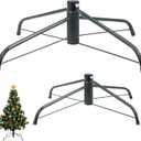 2 Pcs 24" and 16" Large Christmas Tree Stand for Artificial Foldable Metal Xmas Tree Stand Replacement Christmas Base for 6.5 to 8 ft, Fits Poles up to 1.3" and 0.7"(Dark Green)