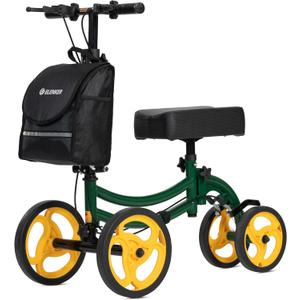 ELENKER Deluxe Steerable Knee Walker with 10" Front Wheels  Medical Scooter for Foot Injuries, Broken Ankle, Compact Crutch Alternative, Green