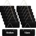 12 Rectangular Chalkboard Signs, Hanging Signs for Office, Welcome & Message Boards, 7x3 Inch Blanks