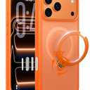 TORRAS Q3 Silicone for iPhone 17 Pro Max Case with Stand, Fit for MagSafe, Liquid Silicone Cozy Grip, 360 Spin Stand, Camera Control, Protective for iPhone 17 Pro Max Phone Case Silicone, Orange